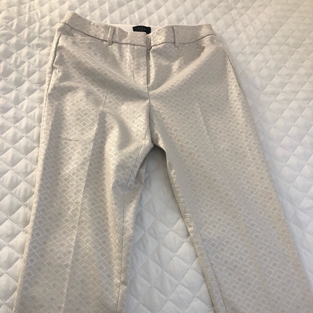 NWT❗️White House Black Market Cream Metallic Skinny Trouser Pant